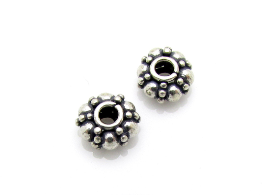 4 Pcs, 5mm, Bali Sterling Silver Spacers