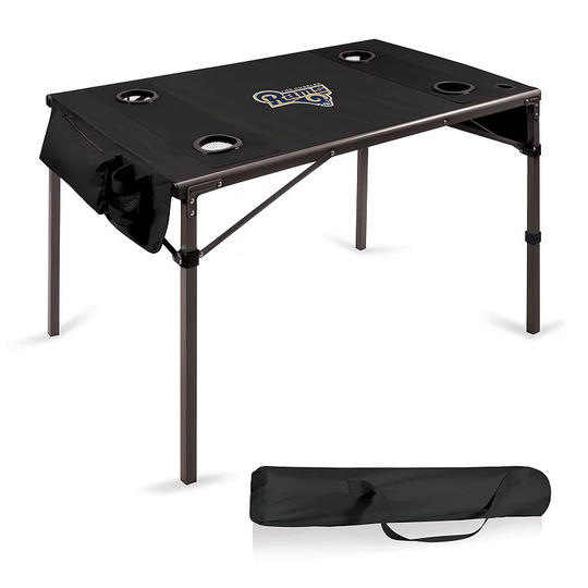 Picnic Time Los Angeles Rams Folding Travel Table, Black