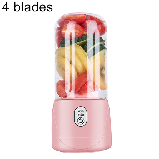 4/6-Blade 400ml Rechargeable Portable Electric Juicer Bottle Fruit Blender Mixer - pink