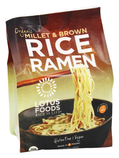 Lotus Foods - Organic Rice Ramen Whole Grain Noodles 4 Pack Millet & Brown - 10 oz.