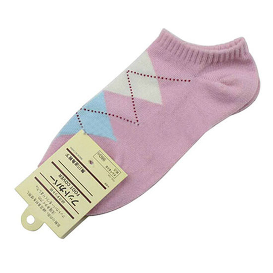 1 Pair Women Sports Casual Cute Heart Ankle High Low Cut Cotton Blended Socks - pink
