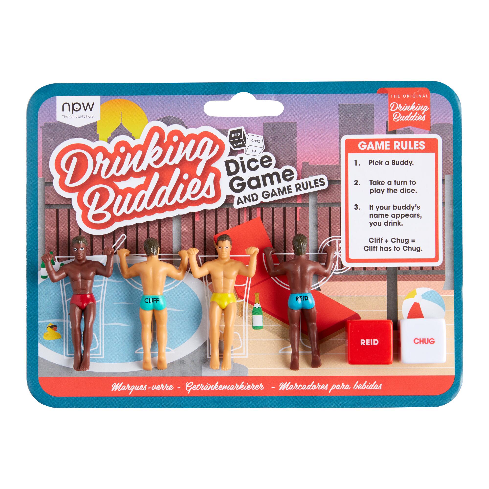 Drinking Buddies Dice Game with Glass Markers 4 Pack by World Market