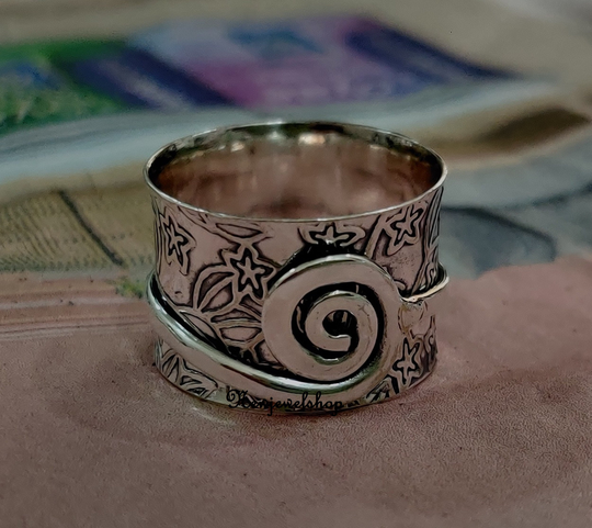 Spinner Ring, 925 Sterling Silver, Handmade Anxiety Worry Designer Spinner, Texture Women Gift For Her