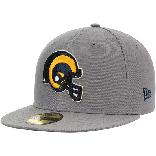 Men's New Era Graphite Los Angeles Rams Throwback Logo Storm 59FIFTY Fitted Hat, Size: 7 1/8, LAR DARK G