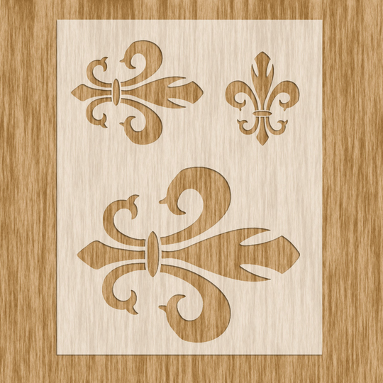 Fleur De Lis Stencil 3 Sizes in 1 | 8.5" X 11"