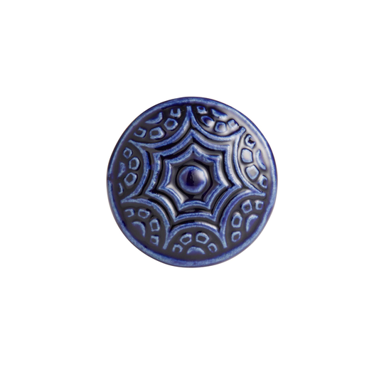 Blue Ceramic Embossed Medallion Knobs Set of 2 by World Market