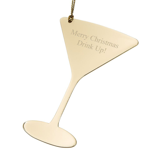 Personalized Gold Martini Glass Christmas Tree Ornament Engraved Holiday Gift For Family Parents Custom Decoration Keepsake Cocktail