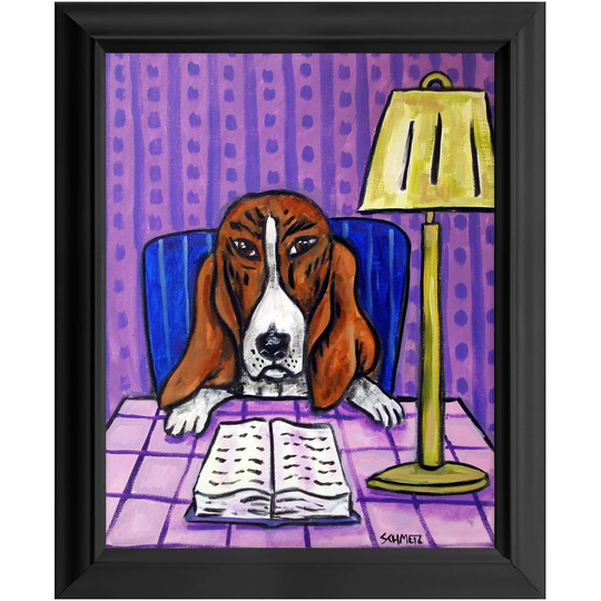 Basset Hound Dog Art 11x14 Ready To Hang Framed Print