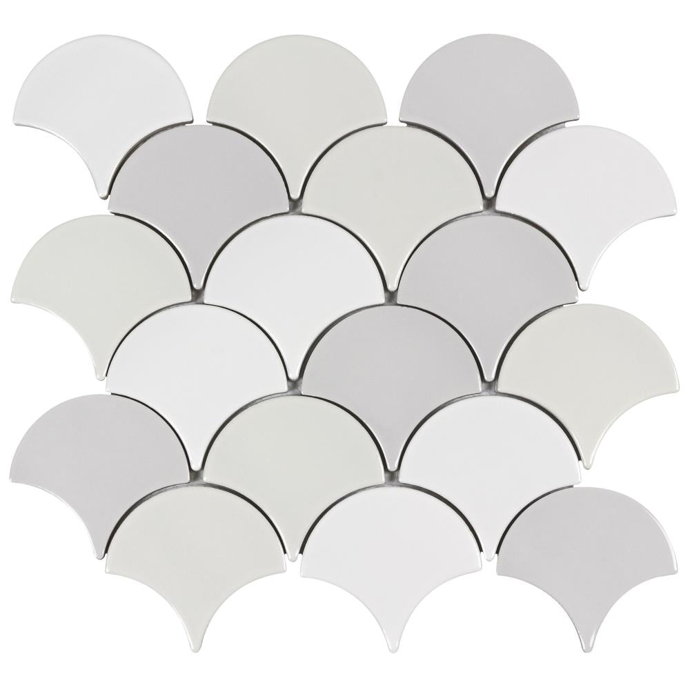 Elida Ceramica Blended Ornamental Scallop 12-in x 12-in Glazed Porcelain Circular Wall Tile | CATCP1