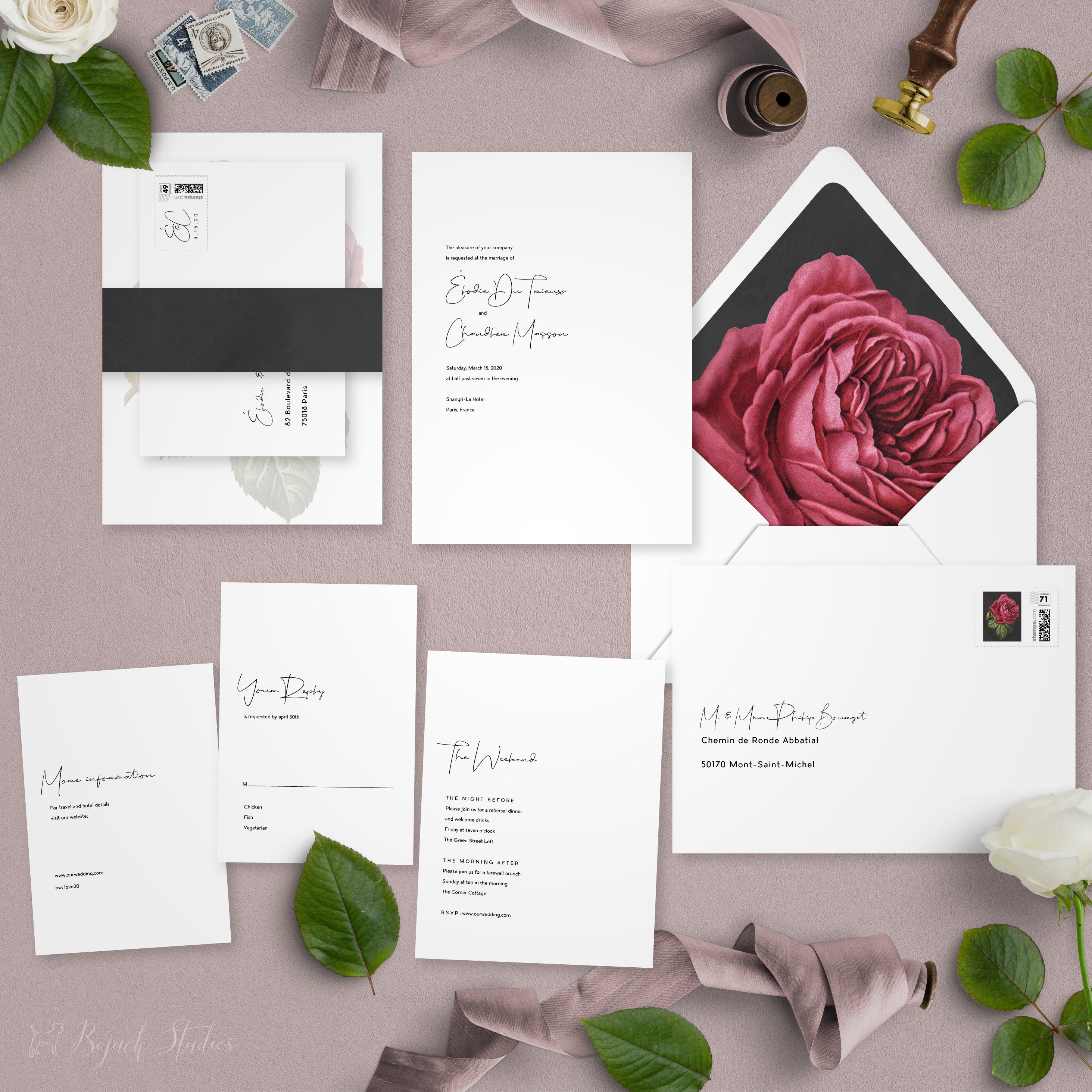 Wedding Invitations, Invitation Suite, Modern Printed Custom Invites, Classic Bespoke