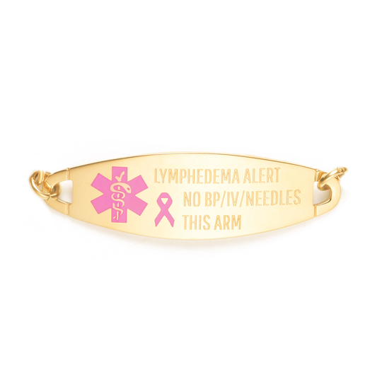 Rose Gold, Or Silver Lymphedema Alert No Bp Iv Id Stainless Pink Ribbon Tag