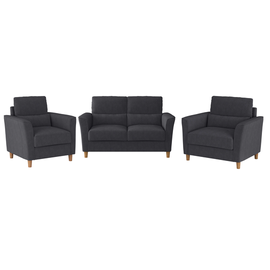 CorLiving Georgia Casual 3-Piece Polyester/Polyester Blend Dark Grey Polyester Living Room Set in Gray | LGA-201-Z2