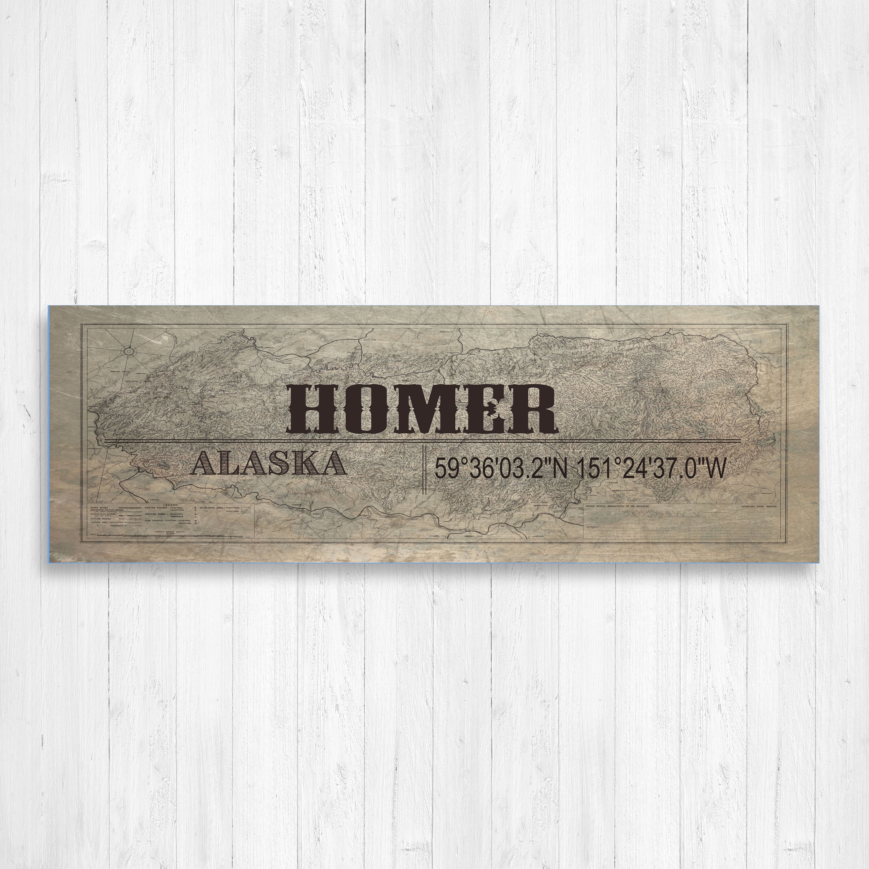 Homer, Alaska, Alaska Wall Canvas, Homer Vintage Town Mountain Town, Decor, Art