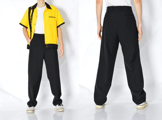 Vintage 90S Black Minimalist Wool Blend Pleated Pants Mens Formal Preppy Slacks Waist Size 33 in 84 cm M