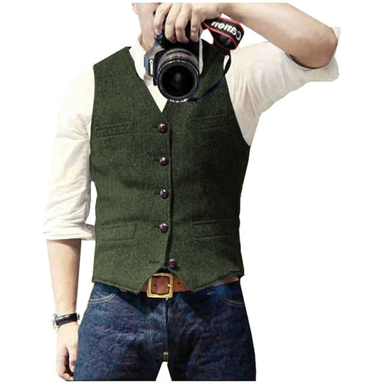 Men's Suit Vest Blue Single Breasted Woolen Blended Mens Vest Denim Jeans Waistcoat Jacket Slim Fit Casual Formal Business - royal blue, xs