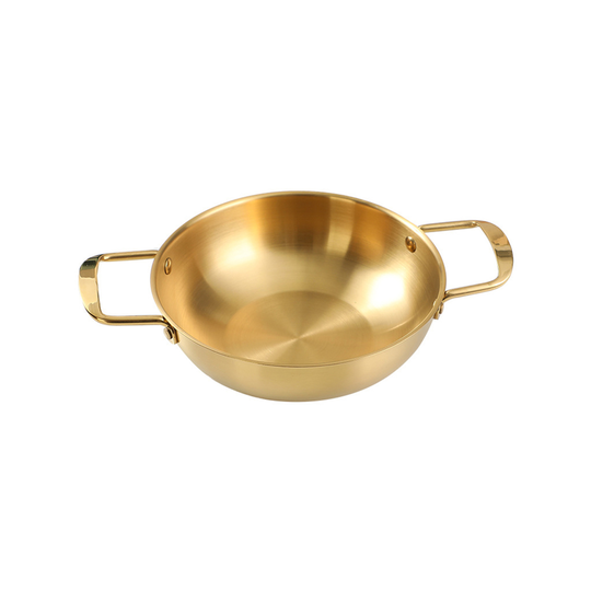 Noodle Pan Convenient Double Handle Design Stainless Steel Frosted Thick Ramen Pan for Kitchen - golden, s