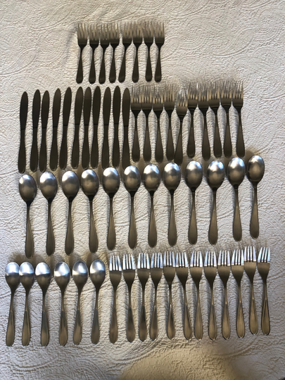 59 Piece Partial Used Set Hampton Silversmiths Stainless China 196