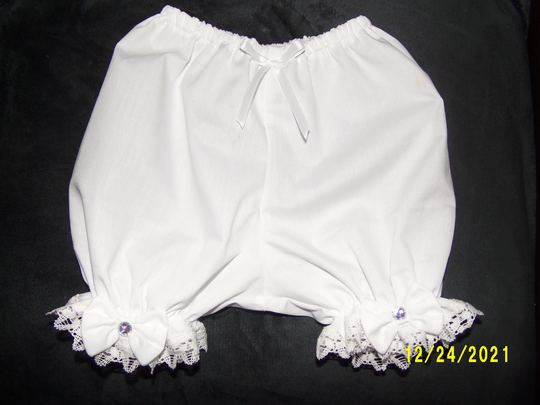 Baby, Toddler Lace Diamand Bows White Bloomers Diaper Cover Any Size Color