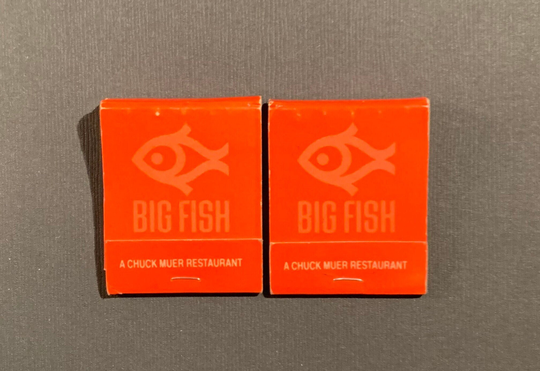 Vintage Matchbooks, Chuck Muer, Big Fish, Restaurant, Dearborn, Michigan, Lot Of 2, with All Match Sticks, Free Ship in Usa