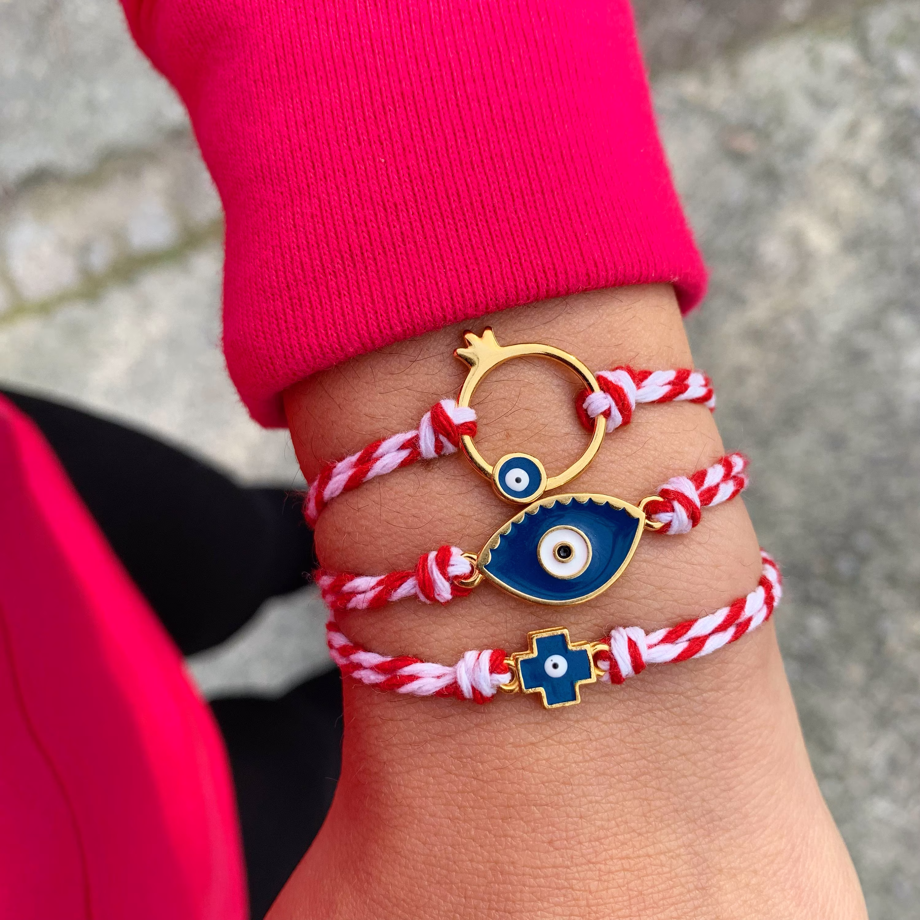 March Bracelets, Evil Eye Bracelet, Jewelry, Pomegranate Cross Martakia Greek Gift For Her