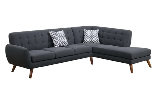 Poundex Belinda Midcentury Ash Black Polyester/Blend Sectional | F6954