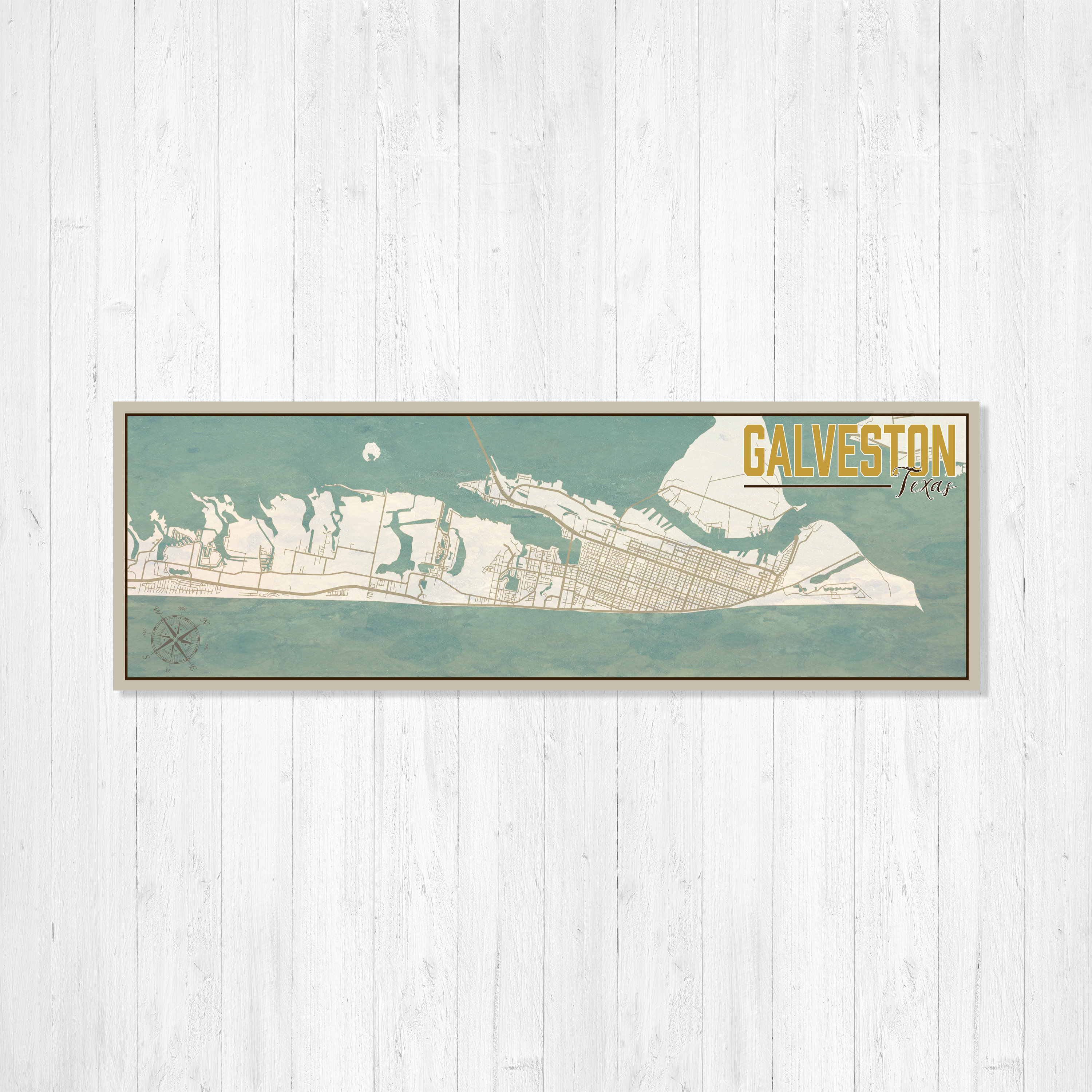 Galveston Texas Nautical Street Map | Hanging Canvas Of Printed Marketplace