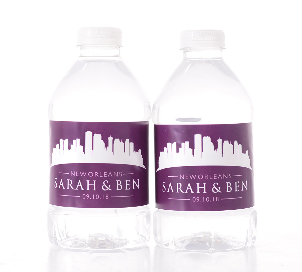 New Orleans Skyline Water Bottle Labels - 30 Wedding Stickers Destination Decor