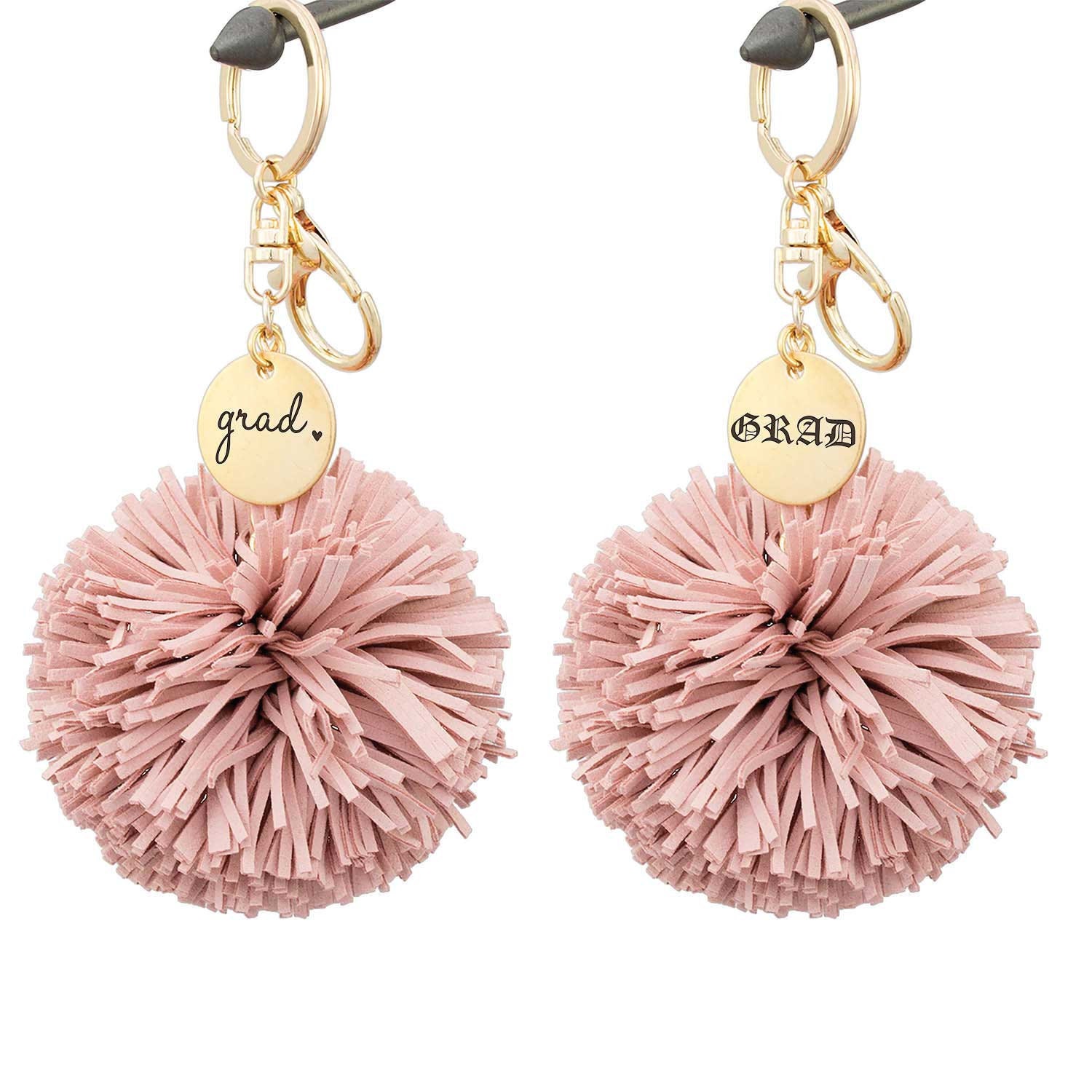 Grad Pom Tassel Keychain, Keyring, Graduation Gift, College Gift For Grads