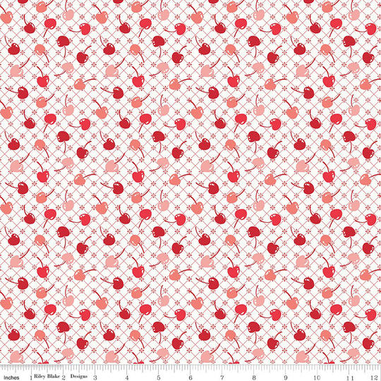 Cherries - Cook Book Fabric Collection By Lori Holt For Riley Blake Designs C11758 Red 1/2 Yard