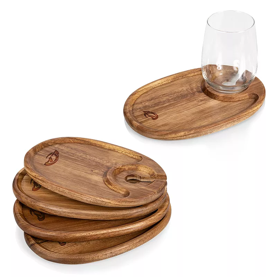 Picnic Time Los Angeles Rams Wine Appetizer Plates Set, Brown