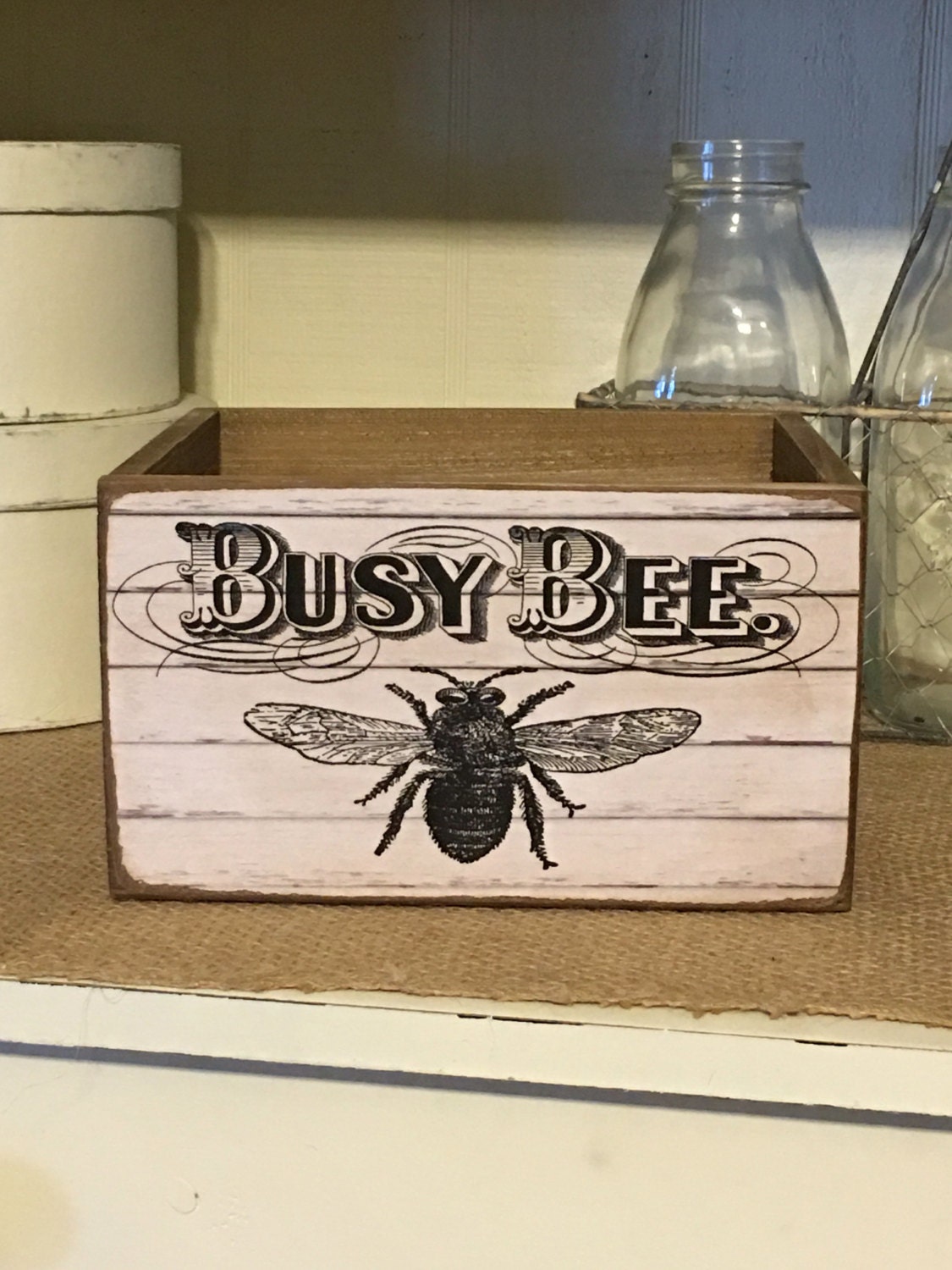 Farmhouse Decor, Primitive Decor, Farm Style Decor, Wod Box, Decorative Storage Box, Kitchen Decor