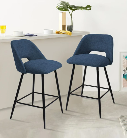 NeuType Contemporary/Modern Polyester/Polyester Blend Upholstered Dining Side Chair (Metal Frame) in Blue | MIRUO-A054