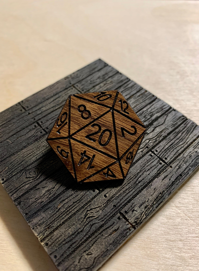 Large Laser Cut Walnut D20 Pin