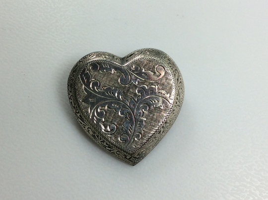 Vintage Siam Pin Brooch Pendant Combo Sterling Silver 925 Heart With Leaves Design Needs Cleaned Used