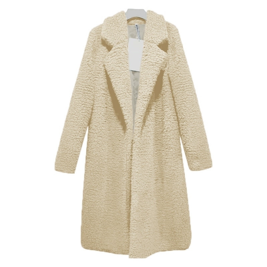 VITIANA Women Black Long Open Stitch Coat Winter Women Red Turn-Down Collar Blends Clothes Femme Party Clothing Dropshipping - khaki, xl - xl beige