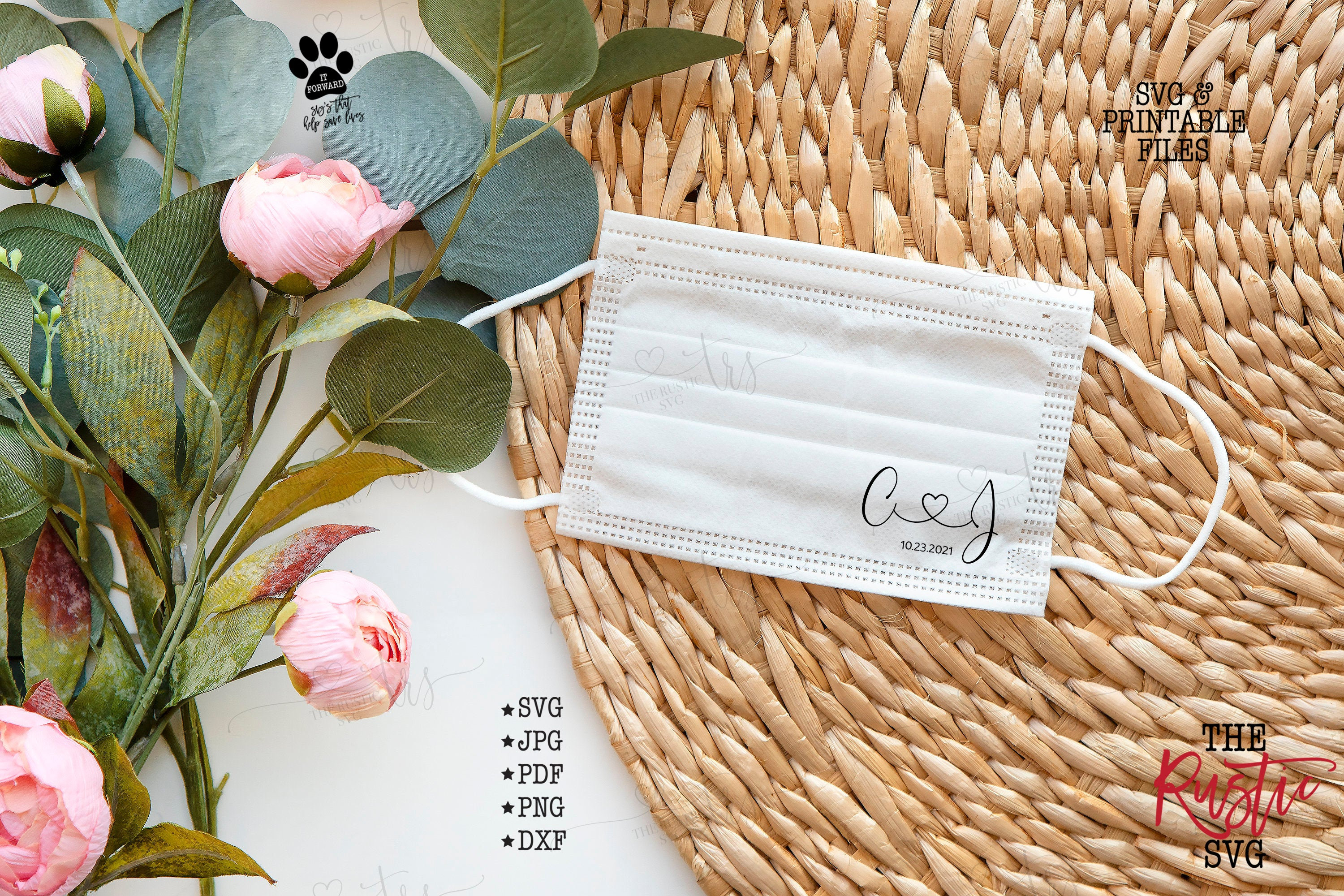 Personalized Wedding Mask, Mask Svg, For Bride & Groom, Names Jpg, 027