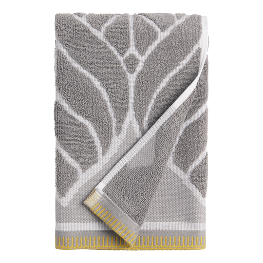Gray Leaf Sculpted Anise Hand Towel - Cotton by World Market