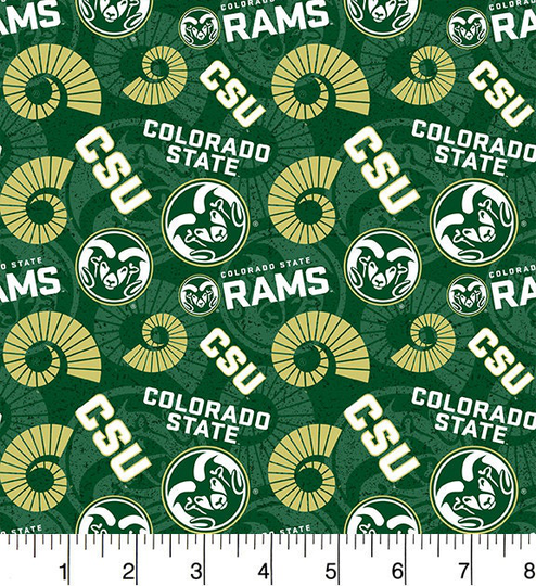 Colorado State University Cotton Fabric By Sykel-Colorado Rams Tone On & Matching Solid Fabrics