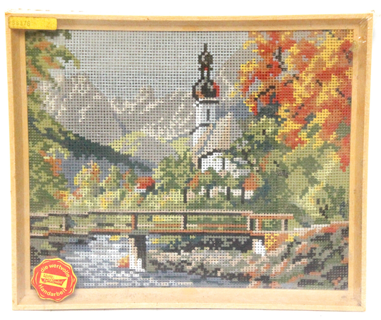 Vtg Framed Ramsau Needlepoint Kit Wolle Rodel 2530cm