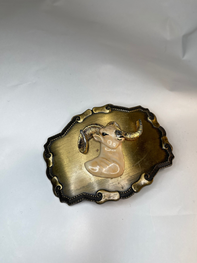 Country Western Buckle, Ram Head Belt Unisex Cowboy