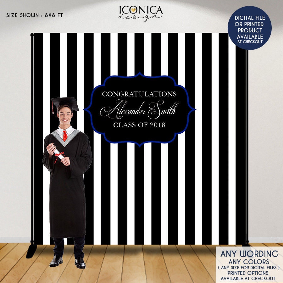 Graduation Party Photo Booth Backdrop, Virtual Step & Repeat, Congrats Grad, Class Of 2020, Printed Or Printable File Bbr0013