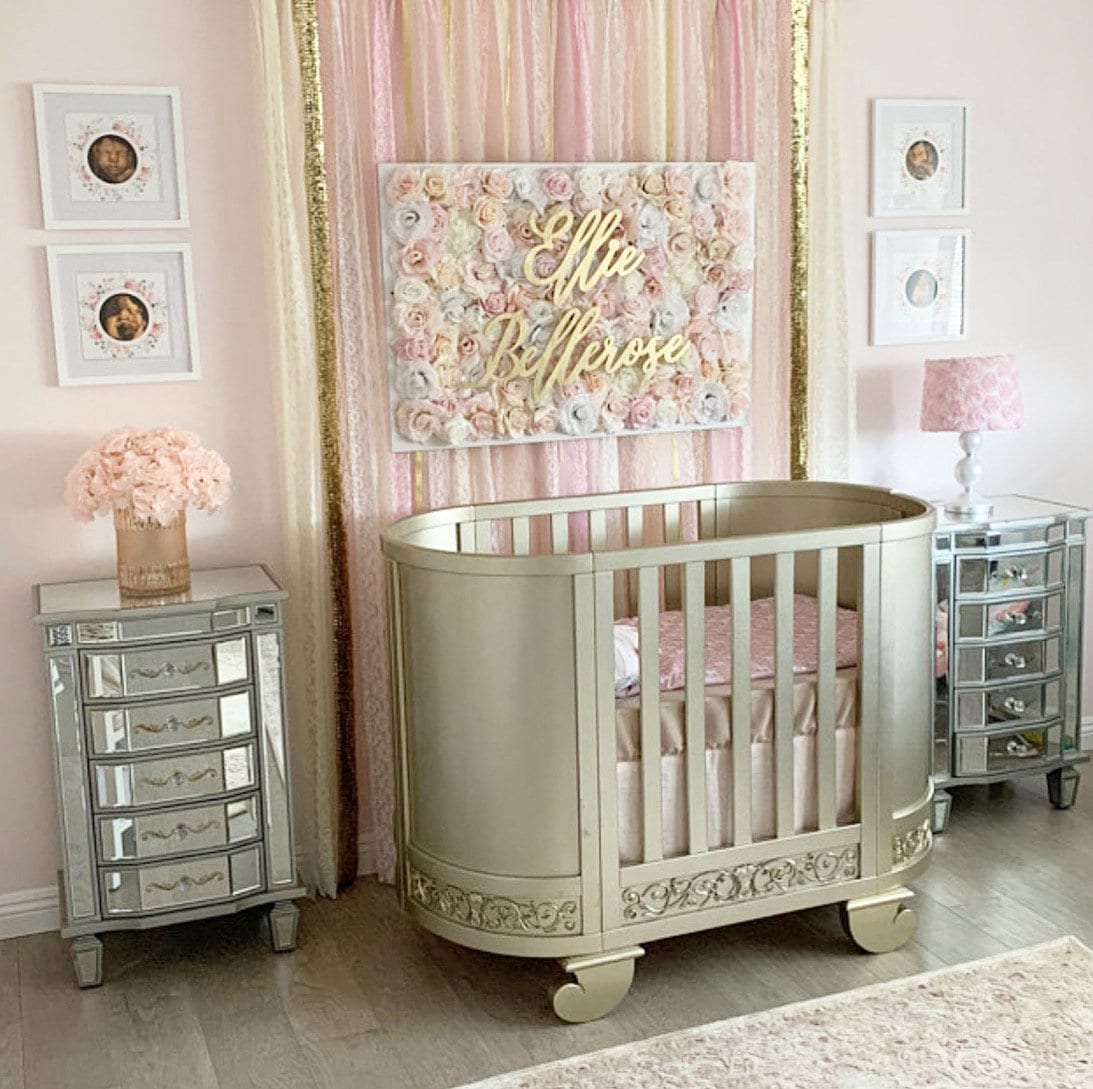 Pink & Gold Nursery Decor, Flower Wall Floral Letter Name Sign, Letter, Wall, Girl 1st Birthday
