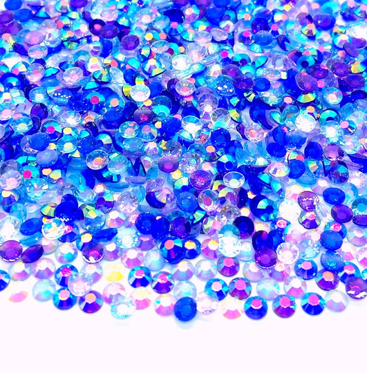 Galaxy Blend Rhinestone Mix 3/4/5/6mm Flatback Transparent Resin Rhinestones Mixed Size, Pink | Clear Red