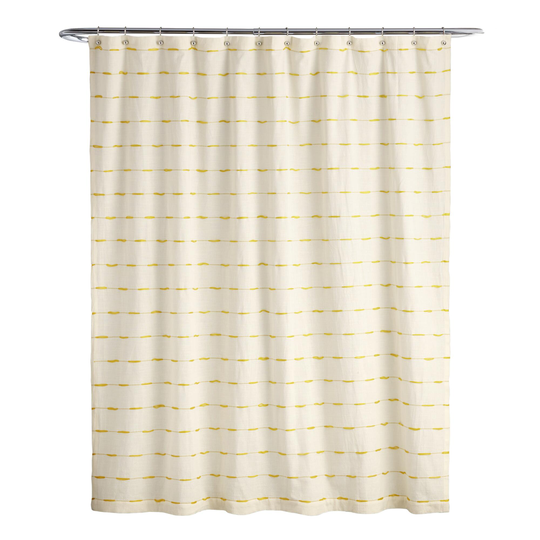 Ivory And Cress Green Woven Stripe Taylor Shower Curtain: Green/White - Cotton by World Market