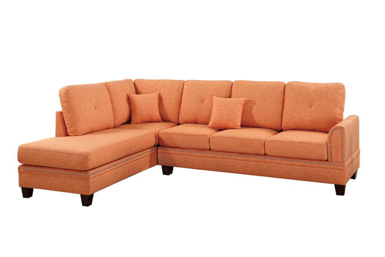 Poundex Bandele Casual Citrus Polyester/Blend Sectional in Orange | Y651418