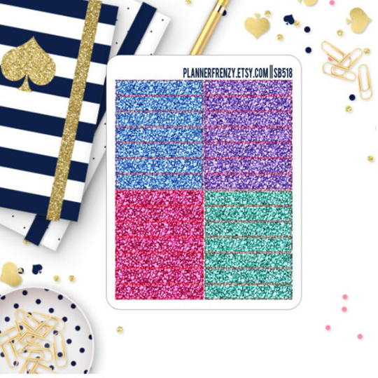 Electric Glitter Header Planner Stickers Sb518
