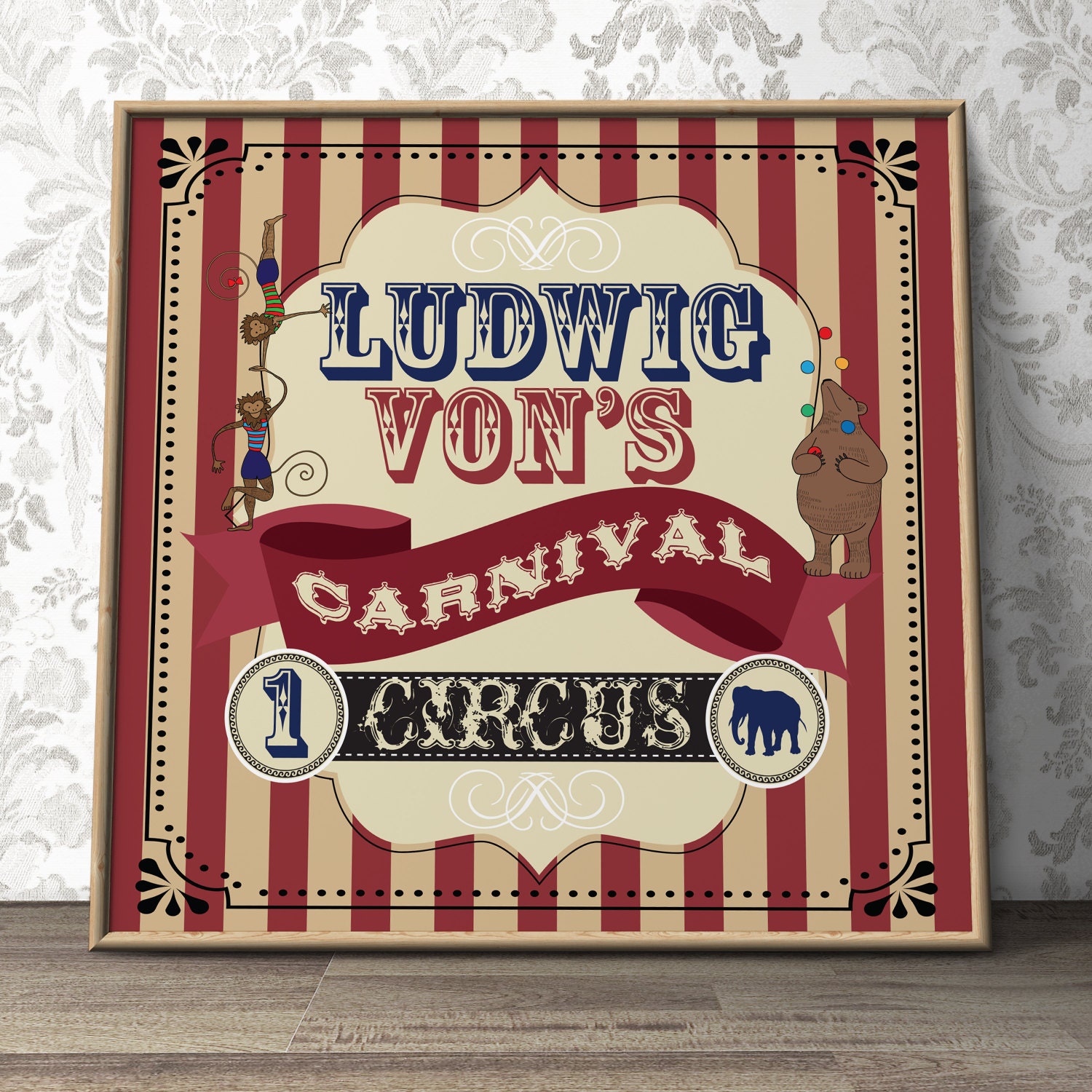 Vintage Circus Party Sign, First Birthday, Carnival, Circus Circus, Backdrop, Banner, Digital File Only