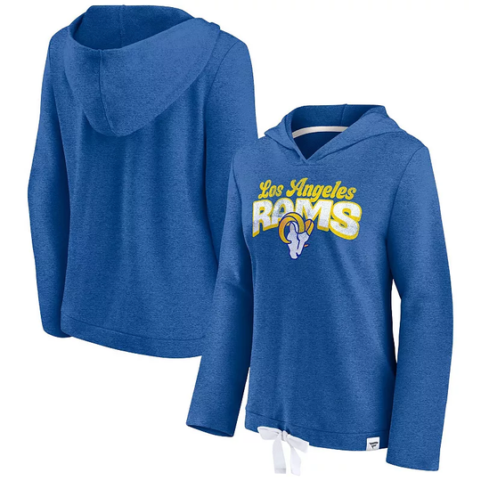 Women's Fanatics Branded Heathered Royal Los Angeles Rams First Team Flowy Pullover Hoodie, Size: 2XL, Blue
