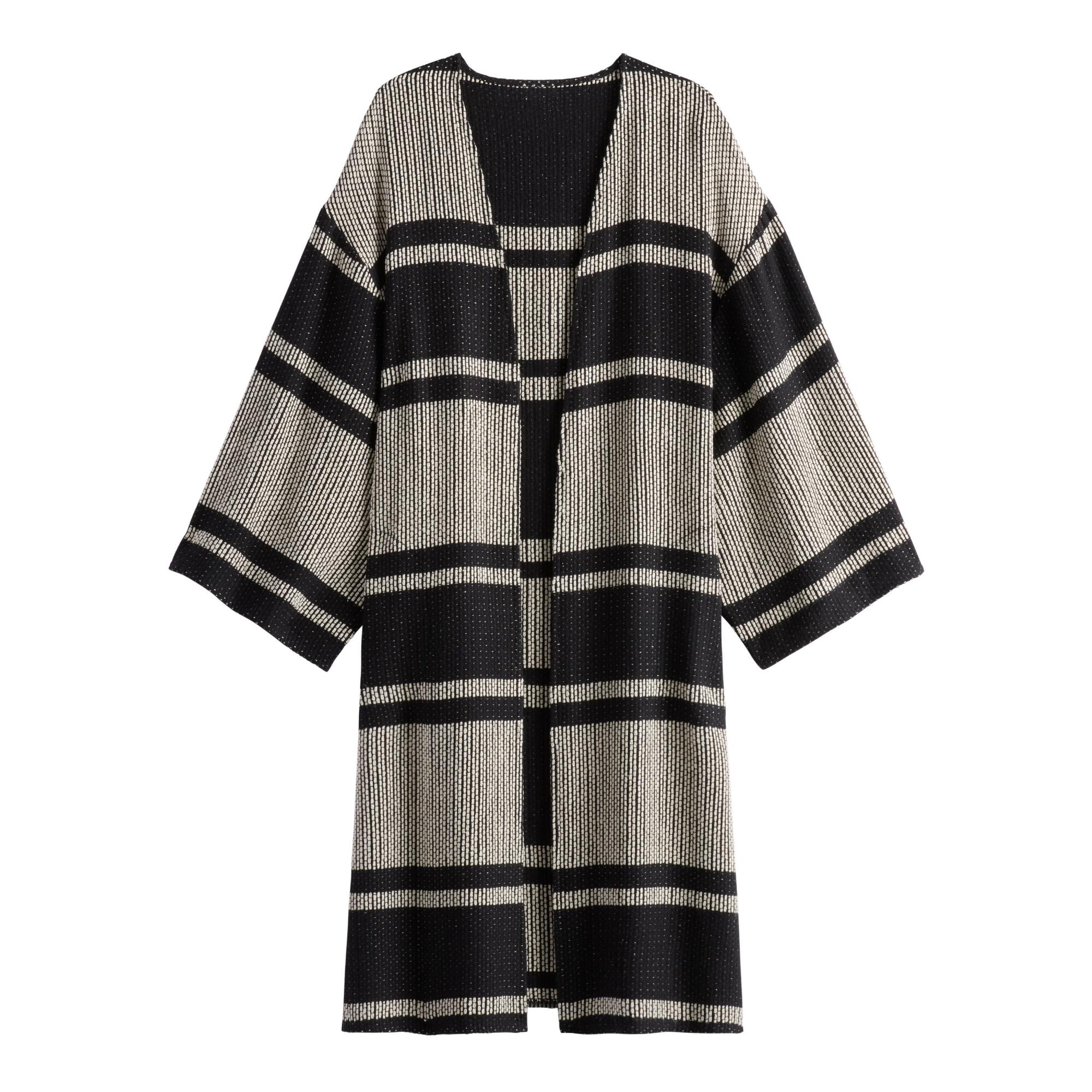 Black And White Textured Stripe Jacket With Pockets by World Market