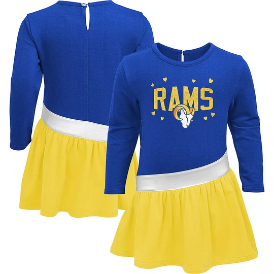Girls Toddler Royal/Gold Los Angeles Rams Heart To Heart Jersey Tunic Dress, Toddler Girl's, Size: 2T, Blue